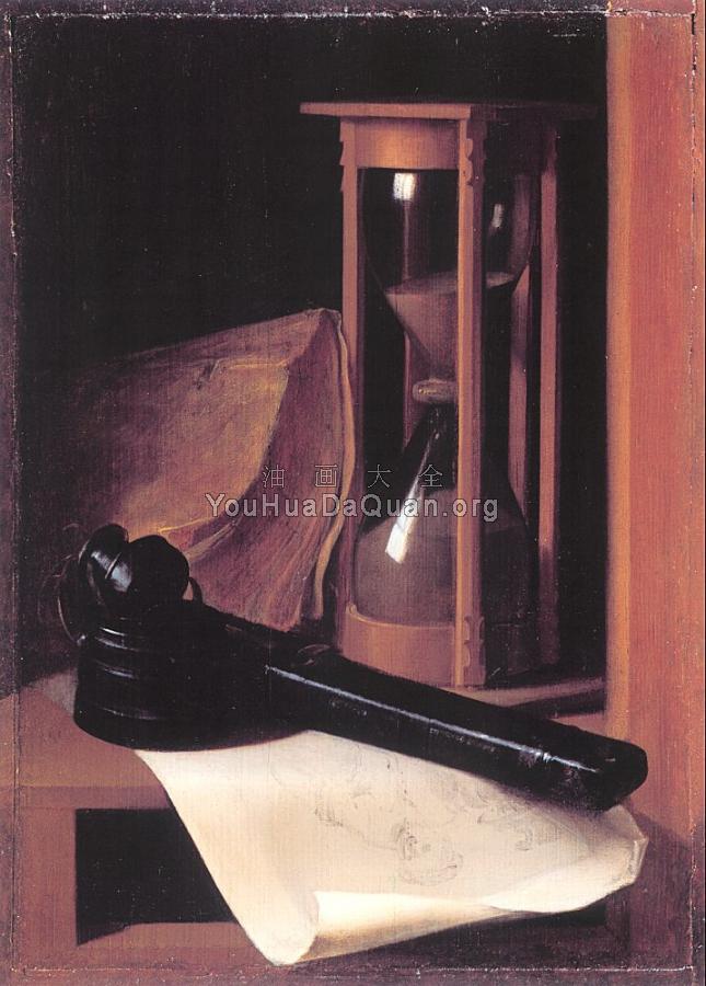 Still Life with Hourglass, Pencase, and Print - 格里特·道